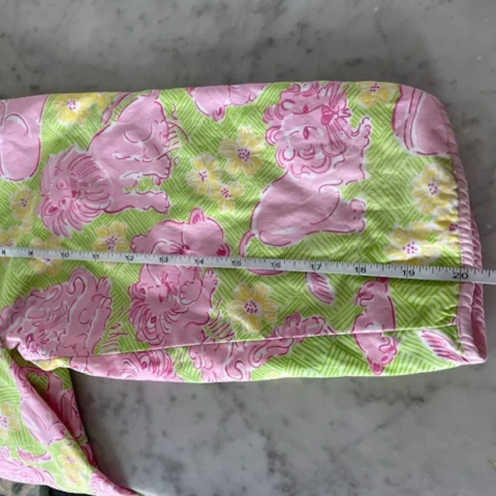 LILLY PULITZER Lion Cub Loungin' Lions  Pink Green Elastic Waist Pants G…